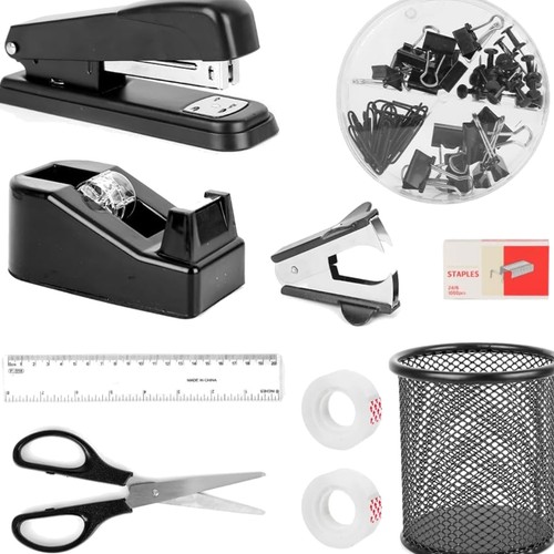 Büromaterial set schwarz mit - büromaterial,